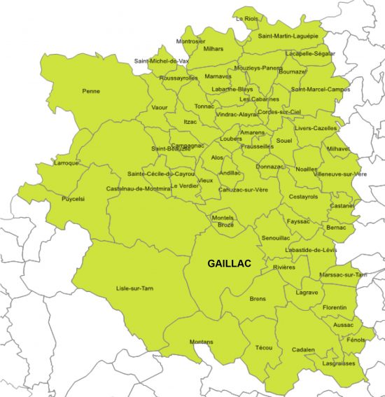 Carte du territoire de santé CPTS Grand Gaillacois